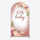 Lofaris Floral Rose Gold Glitter Arch Baby Shower Backdrop